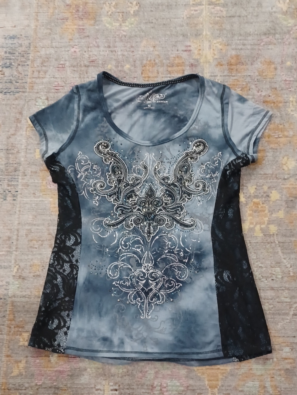Y2k Maurices Rhinestone And Lace Top